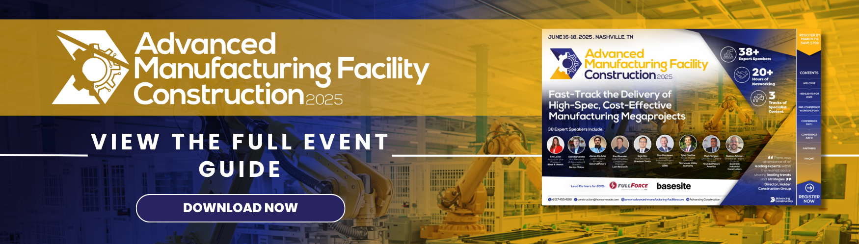 Advanced Manufacturing Facility Construction event guide banner