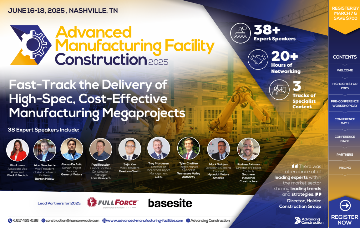 Advanced Manufacturing Facility Construction Conference 2025 Brochure image